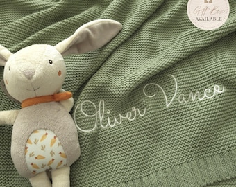 Personalized Embroidered Cotton Baby Blanket, OEKO-TEX Certified Keepsake