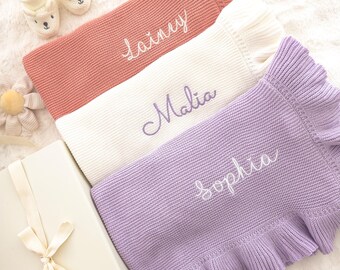 Personalized Embroidered Cotton Baby Blanket, OEKO-TEX Certified Keepsake