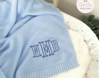 Monogram Baby Name Blanket, Embroidered Blanket, Newborn Gift