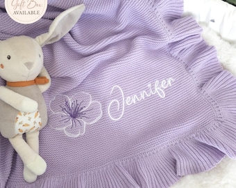 Name Baby Blanket, Custom Knit Cotton, OEKO-TEX Certified, Newborn Shower Present