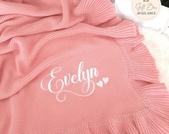 Personalized Embroidered Cotton Baby Blanket, Newborn Keepsake Gift