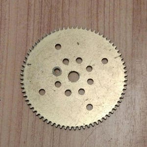 Vintage Large 3" Tooth Gear Brass Plated Steel: Steampunk Art Supply.