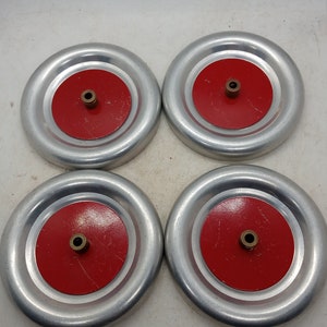 Vintage 3" Aluminum Wheels with Red Center and Brass Hub Set of 4