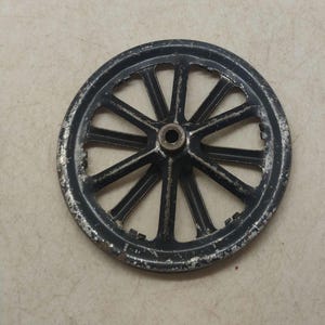アンティークカートホイール ブラックペイントスチールキャリッジホイール ヴィンテージバギーワゴン 2.75インチ