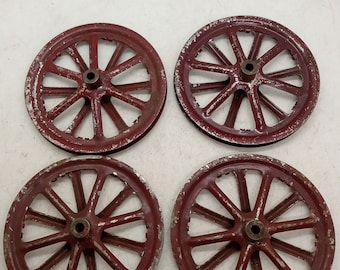 Vintage gelakte stalen karwielen, set van 4" monteur uit de jaren 1920