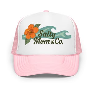 Salty Mom Trucker Hat, Womens Beach Hat, Pink Summer Trucker Cap, Mom Vacation Hat, Beach Cowgirl Gift, Trucker Hat Women