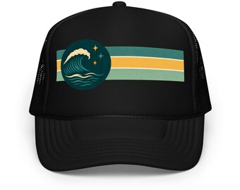 Midnight Wave Foam Trucker Hat, Summer Beach Snapback
