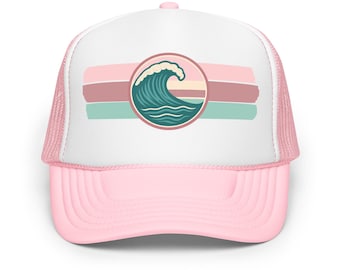 Pink Wave Trucker Hat: Women's Summer Beach Snapback