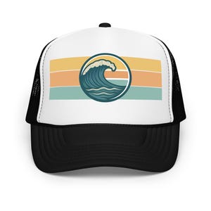 Wave Trucker Hat, Classic Foam Dad Hat, Vacation Hat, Beach Trucker Hat, Summer Hat, Hawaiian Surf Vibes