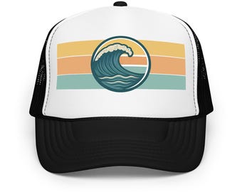 Island Wave Trucker Hat: Retro Hawaiian Surf Style