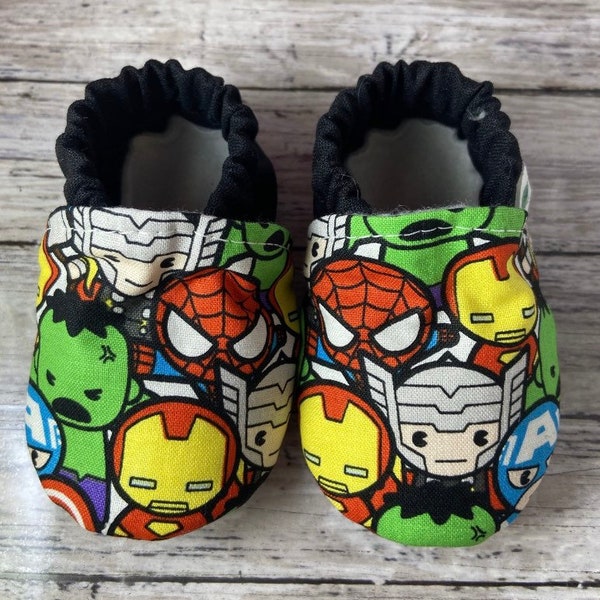 Avengers Faces Baby Shoes, Baby Slippers, Baby Moccs, Crib Shoes