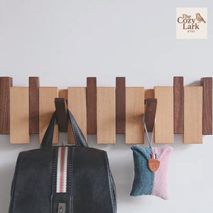 Solid Walnut Wall Coat Rack – Piano Key Hooks | Creative Wall-Mounted Hook for Entryway, Bedroom, Door, Porch, or Hallway