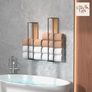 Wood & Metal Towel Rack: Rustic Industrial Bathroom Shelf