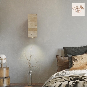 Travertine Wall Sconce: Wabi-Sabi Japanese Style Stone Lamp