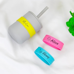 Engraved Silicone Bottle Label | Personalized Baby Shower Gift | Custom Name Band for Baby Bottle or Sippy Cup | Daycare Drink Label