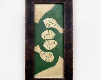 Miniature Abstract Women Oil Painting, Framed Figural Art