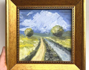 Framed Landscape Oil Painting: Signed Original Canvas Art, 6x6