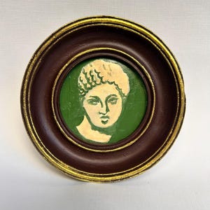 Antike Büste Ölgemälde: Signierte Vintage Leinwand Kunst