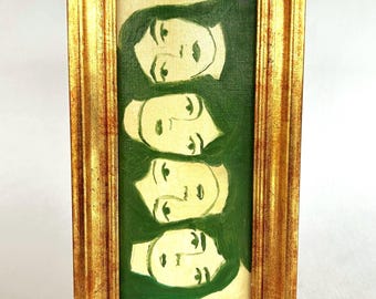 Miniatur abstraktes Frauen Ölgemälde, gerahmte figurative Kunst (4x8)