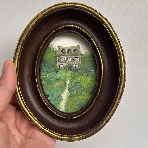 Framed Farmhouse Oil Painting: Back Signed Original Vintage Art