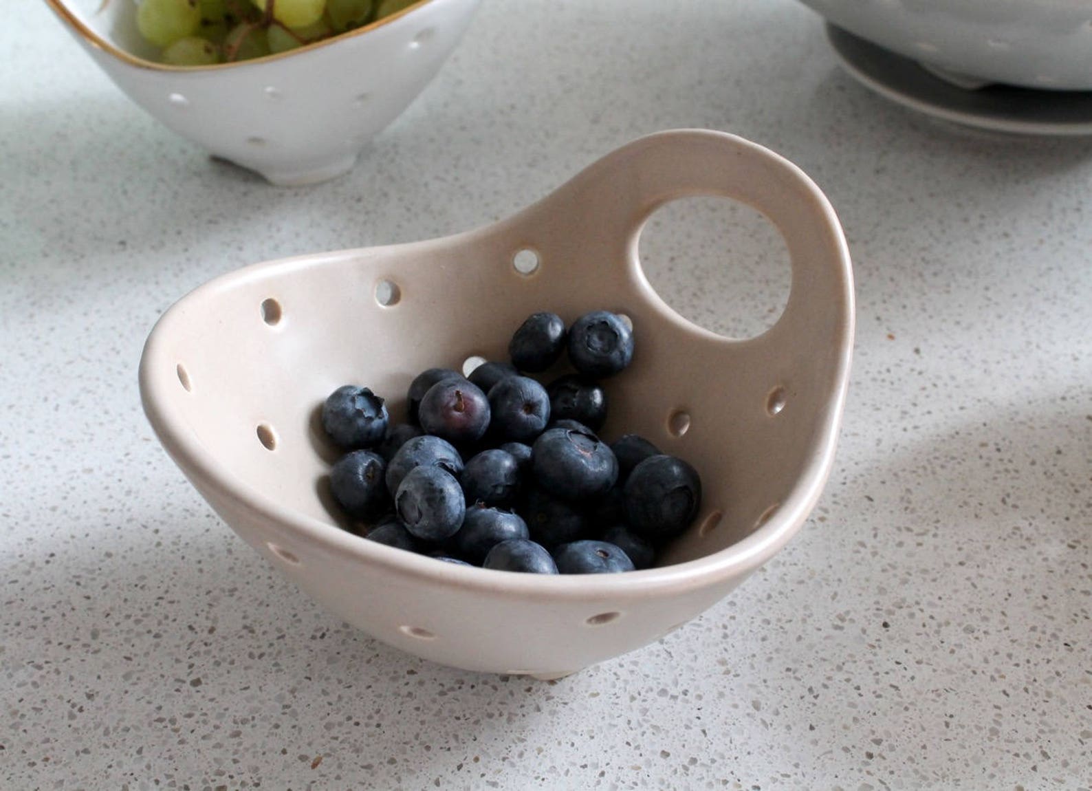 Pottery Berry Bowl with Handle Small Ceramic Colander Etsy