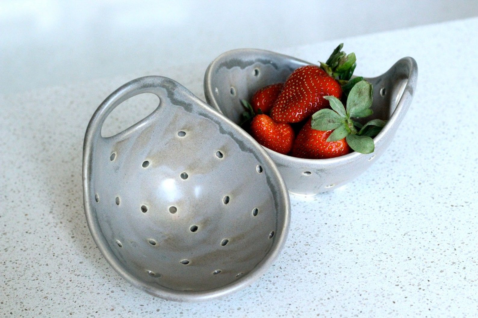 Pottery Berry Bowl with Handle Small Ceramic Colander Etsy