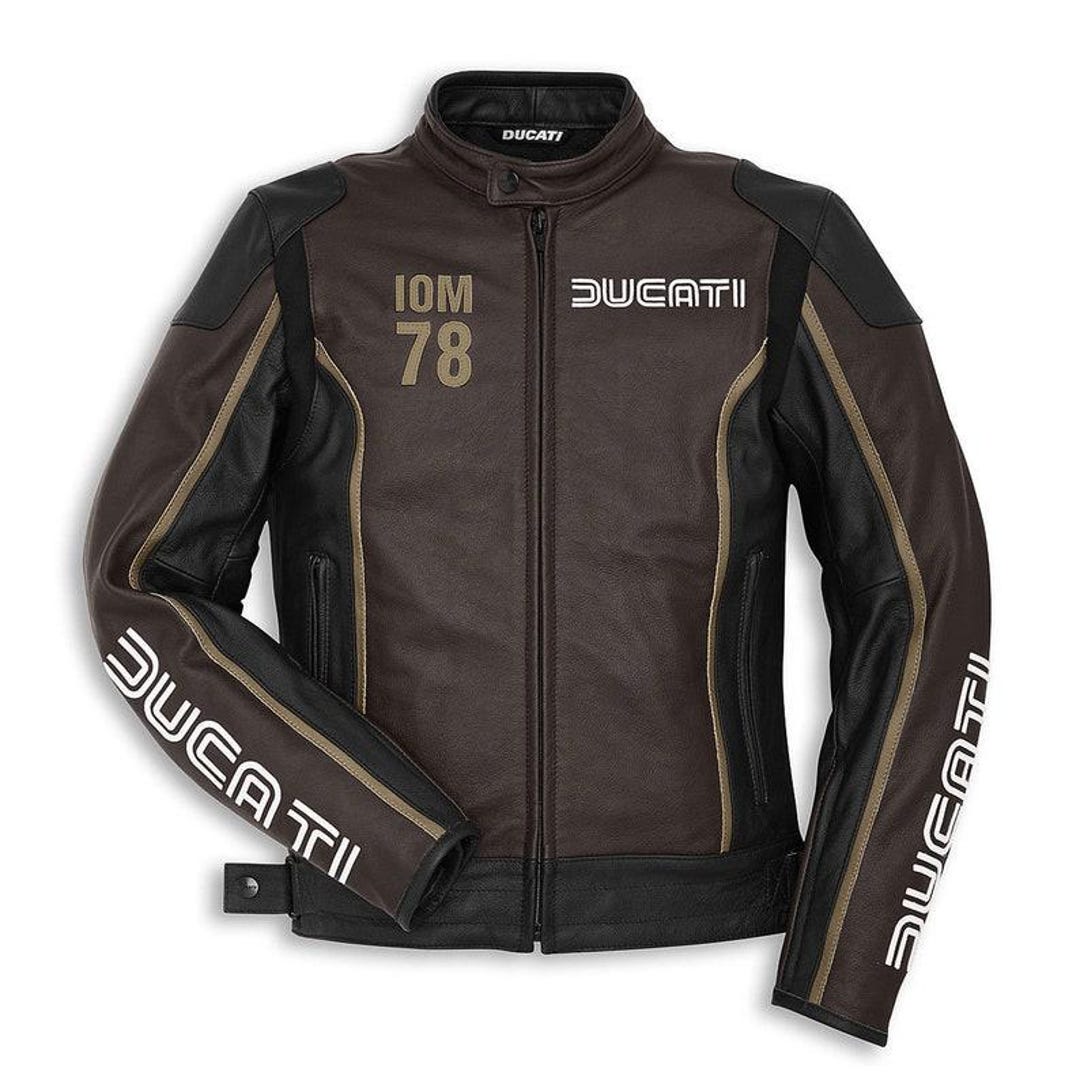Ducati IOM 78 Motorbike Cowhide Leather Jacket | Waterproof CE
