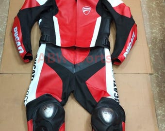 Ducati Speed Evo C1 レッド＆ホワイトレザーバイクグローブ | 牛革