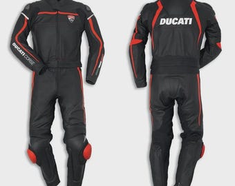 Ducati Corse C2 Leather Motorcycle Suit: CE Approved Cowhide Racing Gear