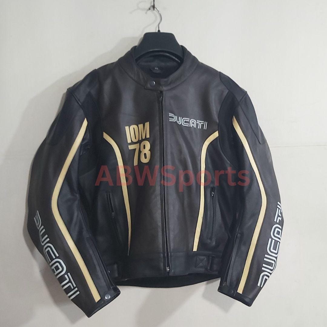 Ducati IOM 78 Motorbike Cowhide Leather Jacket | Waterproof CE