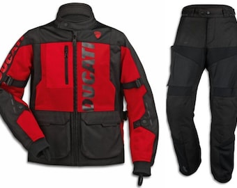 Ducati Tour Summer C1 Men's Motorcycle Suit – Red & Black | Cordura Textile | CE Armoured Touring Gear