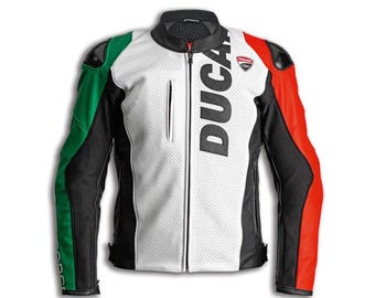 Ducati Corse Leather Jacket | Men’s Premium Biker Racing Gear | Genuine Leather Motorcycle Riding Jacket