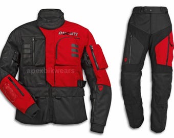 Ducati Explorer 2.0 Men’s Motorcycle Suit – Red & Black | Cordura Textile | CE Armoured Protective Racing Gear