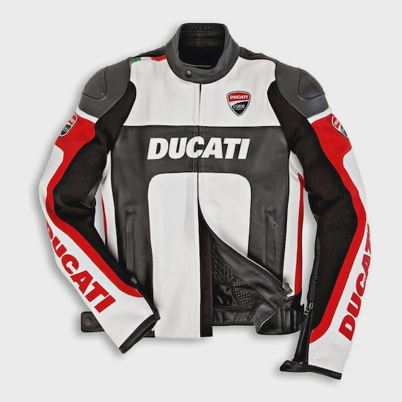 Ducati Corse C6 Men’s Motorcycle Jacket – Red & Black | Handmade Cowhide Leather | CE Armoured Racing Gear