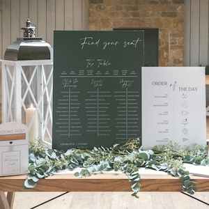 Wedding Seating Chart Template Canva | Modern Editable Seating Plan Sign | Printable Table Plan | Find Your Seat | Instant Download