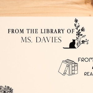 Personalised Book Stamp – From the Library of Stamp, Custom Wooden Book Stamp, Classroom Stamp, Teacher Gift, School Library Stamp
