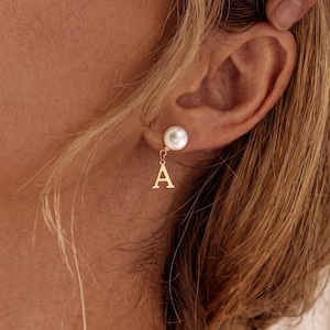 Orecchini pendenti con iniziale personalizzata, orecchini con lettera, orecchini con monogramma personalizzato, regalo per damigella d'onore, regalo di nozze per lei