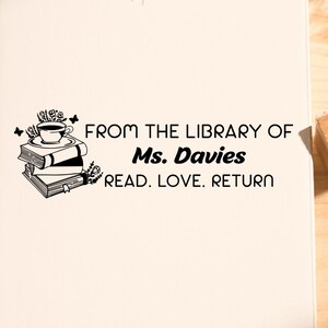 Personalised Book Stamp – From the Library of Stamp, Custom Wooden Book Stamp, Classroom Stamp, Teacher Gift, School Library Stamp