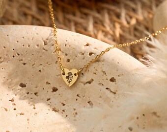 Birth Flower Necklace, Personalised Floral Necklace, Dainty Wildflower Jewellery, Birthday Gift for Her, Mothers Day Gift