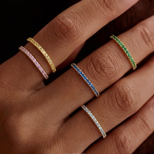 Birthstone Stacking Ring, Personalized Eternity Ring, Custom Stackable Ring for Mom, Birthday Gift, Mother’s Day Gift, Christmas Gift