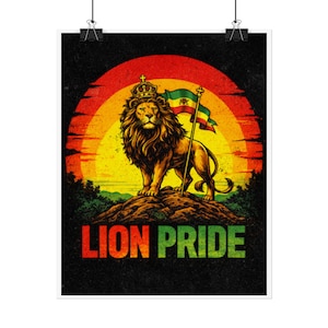 Lion Pride poster | Vintage Rasta Lion sunset wall art