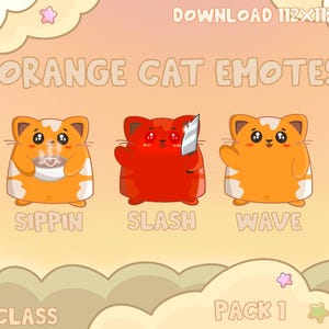 Orange Cat Twitch Emotes Pack 1