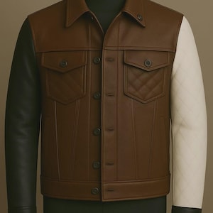 Men&#39;s Brown Leather Jacket-Custom Made Biker Leather Coat For Men-Quilted Leather Wear For Men-Slim Fit Men&#39;s Leather Jacket-Gift For Him