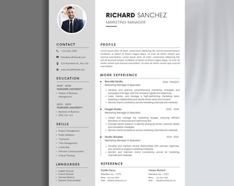 Easy ATS Resume Template | Modern Professional CV Template | Word & Google Docs Editable Design