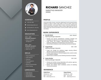 ATS Friendly Resume Template 2026, Cover Letter and Reference Page, Word and Canva CV, Modern Resume Instant Download