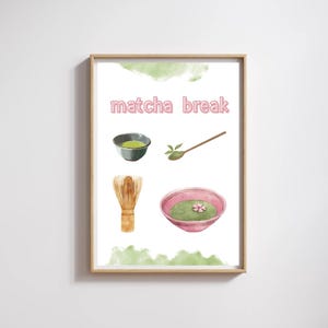 matcha gallery wall art | cute kitchen print | coffee bar decor | kitchen decor | tea poster | matcha lover gift | Minimalist Matcha Poster