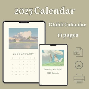 2025 Studio Ghibli Digital Calendar | Aesthetic Anime-Inspired Planner | Printable Monthly Calendar PDF
