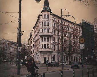 Vintage town with a Cyclist l Photographs | Digital Photographs | Travel Photography Wall Art Gallery