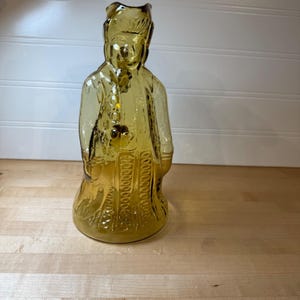 Vintage Amber Glass Figural Colonial Man Pitcher, Novelty Decanter