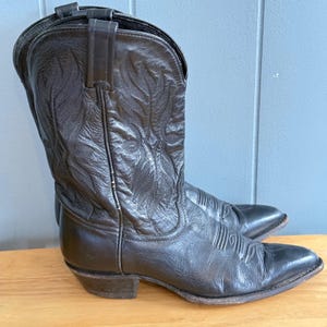 Bottes Western Tony Lama 6815 Homme - 8,5D Cuir Marron à Enfiler - Vintage
